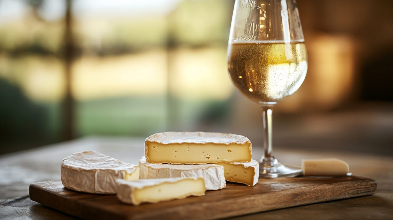 Accord parfait : la fraîcheur d’un vin blanc sec sublime la douceur du Brie de Meaux.